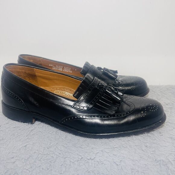 Bostonian Classics 20370 First Flex Black Leather Tassel Wing Tip Loafer 9.5M - Picture 3 of 12